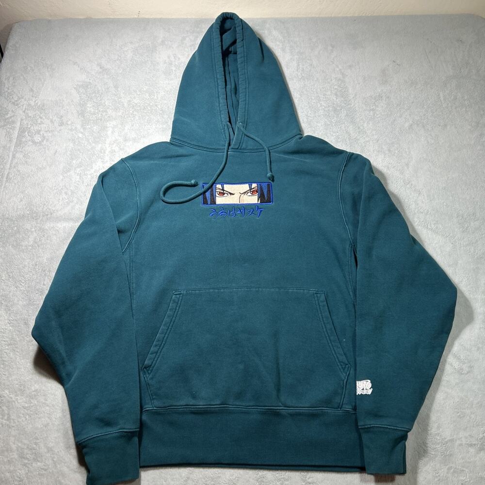 Rare! Hypland x Naruto Shippuden Sasuke Eyes Small Hoodie Heavyweight Teal Blue